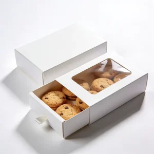 Eco Friendly Reusable Paperboard Custom Cookie and Cake Boxes with Window White Matte Finish