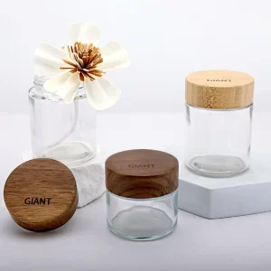 Eco Friendly Reusable Tiny Glass Jars with Wood Bamboo Lid 30ml 50ml 100ml 120ml 150ml