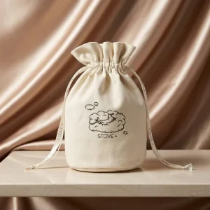 Eco Friendly Round Bottom Custom Logo Printing Natural Cotton Canvas Drawstring Gift Candle Craft Packaging Dust Bag