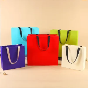 Eco Friendly Seamless Kraft Paper Tote Bag with Custom Logo for Advertising Clothing Store Shopping & Cake Gift Ready Stock