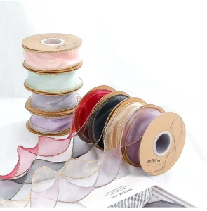 Eco-Friendly Solid Color Fishtail Yarn Ribbon Satin Floral Style Polyester Wire Organza Pull Bow for Gift Wrap Flower