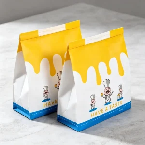 Eco Friendly Square Bottom Kraft Paper Bag for Bread Bulk Custom Logo Recyclable Grocery Bakery Shopping Bag