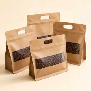 Eco Friendly Sustainable Compostable Biodegradable Kraft Paper Coffee and Tea Stand up Pouches With Zipper