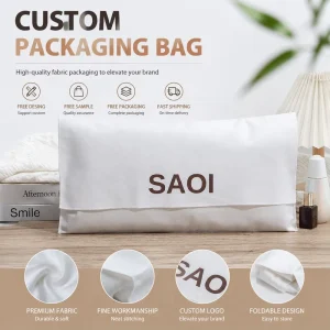 Eco-Friendly White Canvas Envelope Clothes Packaging Shopping Bag With Flap Custom Logo Printed Cotton Gift Flap Dust Bag