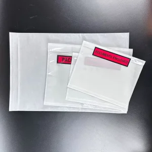 Eco Recyclable PE Self Adhesive Side Gusset Document Bag Clear Waterproof Waybill Pouch for Supermarket Retail Local Delivery