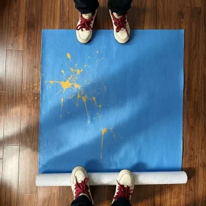 Eco Recycled Polyester Non Woven Painter Felt Roll Breathable Blue Waterproof PE Film Temporary Floor Protection Mat