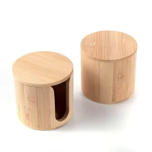 Eco Wood Storage Box Cute Round Cylinder Holder Natural Bamboo Pot