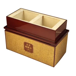 Eco friendly Bamboo Blind Box Handmade Rectangular Roll Up Decorative Display for Tea