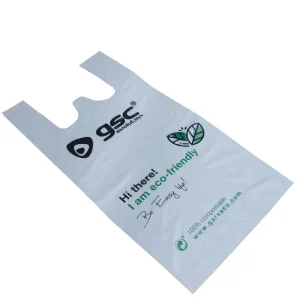 Eco-friendly Bio Plastic Packaging Shopping Bag T Shirt Supermarket Biodegradable Bag Compostable Poly Bag