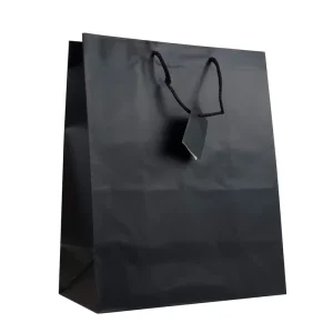 Eco friendly Black Craft Paper Shopping Bags Custom Kraft Paper Gift Bags With Tags