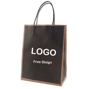 Eco friendly Brown Black Craft Paper Shopping Bags Custom Kraft Paper Bags With Twisted Handle