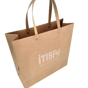 Eco friendly Brown Craft Paper Shopping Bags Custom Kraft Paper Grocery Bags With Your Logo