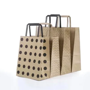 Eco friendly Brown Kraft Paper Package Tote Bags Custom Logo Printing Paper Shopping Bags