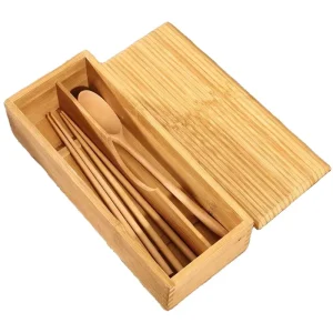 Eco friendly Contemporary Bamboo Storage Container Box Holder Chopstick Tableware Accessory 27x11x6.6CM