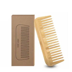 Eco friendly Custom Logo Anti Static Handmade Bamboo Comb Wide Tooth Wooden Hair Comb for Home Use