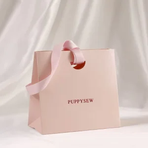 Eco friendly Luxury Custom Logo Factory Made Texture Gift Paper Bags With Ribbon Handle Shopping Packaging Bag for Jewelry
