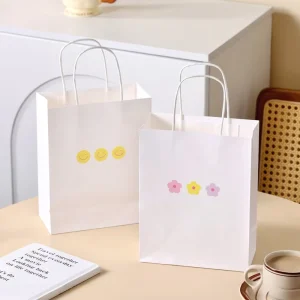 Eco friendly Paperboard Gift Bags with Handle Printed Design 3 Sizes for Gifts Apparel Candles Craft Projects