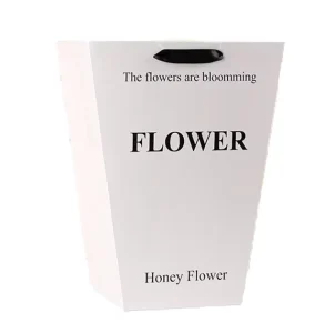 Eco-friendly White Trapezoidal Flower Tote Bag Brown Paperboard Gift Giving for Valentine’s Day Kraft Paper Gift Bag