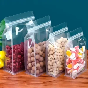 Eight Side Sealed Zipper Stand up Bags Food Grade Resealable Plastic Pouches for Dried Fruit Nuts Snacks Household Storage