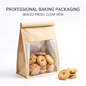 Eight sided Sealed Packaging Bags Toast Baking Self sealing Bags Kraft Paper Bags