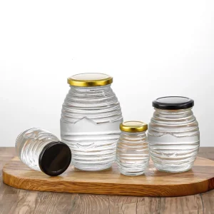 Elegant Beehive Shape Glass Honey Jar 250ml 1000ml Clear Food Storage Container for Honey Jam & Pantry Organization