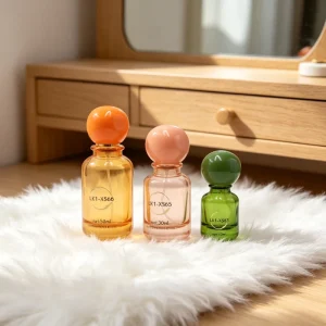Elegant Clear Glass Perfume Bottle with Decorative Cap for Gift Set 30ml 50ml Clear Glass Perfume Bottle with Plastic Cap
