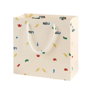 Elegant Stylish Beige Soft Pastel Inspired Gift Paper Bag Kraft Paper with Handle for Sweet Girly Shopping Bags