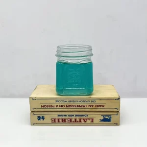 Embossed Square Clear Glass Jar Wide Mouth Jam Honey Storage Container