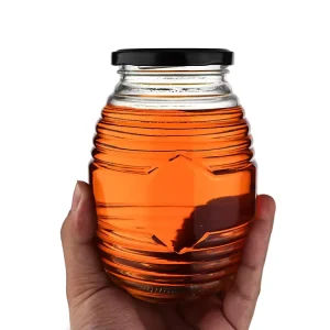 Empty Clear Glass Bee Shaped Honey Jars 2pcs with Screen Printing and Engraving Options