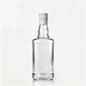 Empty Clear Square Spirit Glass Bottle 500ml Custom Printing Frosting Decoration With Multiple Style Caps for Beverage Brandy
