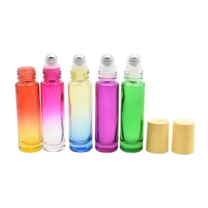 Empty Colored Matte Glass Personal Care Packaging Bottles 10ml Round Essential Oil Perfume Roll on Deodorant Bottles
