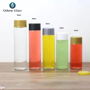 Empty Customized 250ml 375ml 500ml 750ml 800ml Cylinder VOSS Shape Glass Water Bottle Screw Cap Custom Logo
