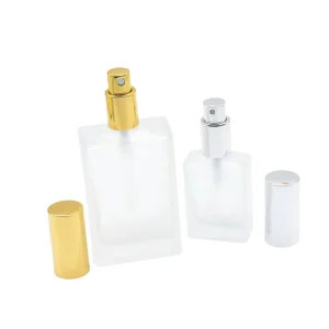 Empty Frost Matte Glass Perfume Bottle 30ml 50ml 100ml Rectangle Cosmetic Packaging Bottles With Pump Sprayer Aluminum Cap