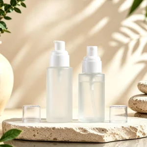 Empty Matte Glass Fine Mist Sprayer and Lotion Pump Bottle Custom Logo Cosmetic Container 20ml~100ml
