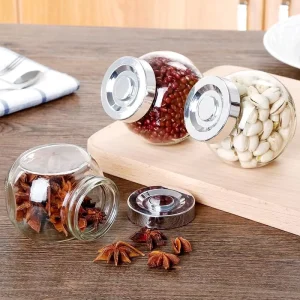 Empty Round Clear Honey Jam Glass Canning Jar Kitchen Food Storage Glass Jar with Lid