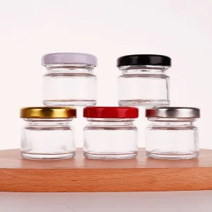 Empty Round Clear Metal Top Bottle Round Storage Honey Jam Pickles Glass Jar with Metal Lid