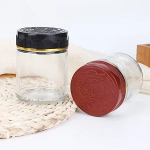 Empty Round Glass Jars 260ml with Screw Cap and Screen Printing Eco-friendly for Honey & Jam