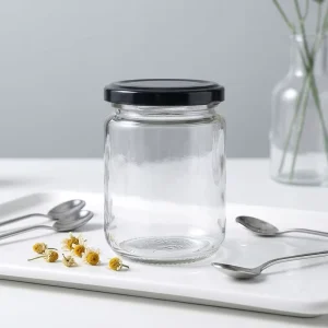 Empty Round Shape 100ml 200ml 250ml 300ml Glass Pudding Bottle Jam Jar with Lid