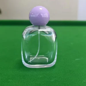 Empty Thick Wall Square Rounded Glass Perfume Bottle with Plastic Ball Top Portable Fragrance Cosmetic Spray Vial