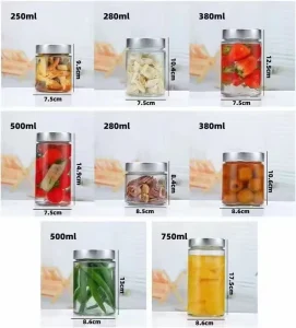 Empty Wide Mouth Clear Round 6oz 8oz Glass Bottle & Jar with Metal Lid for Food Jam Honey Pickle