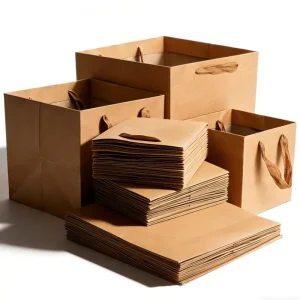 Environment Friendly Classic Brown Kraft Paper Bag Packaging Biodegradable Custom Printed Promotion Thank You Shopping Logo
