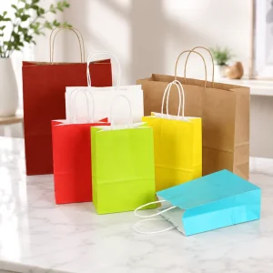 Environmentally Friendly Kraft Paper Tote Bag Available in Multiple Colors Clothing Shopping Bag Takeaway Gift Paper Bag