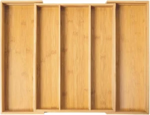 Expandable Bamboo Kitchen Drawer Organizer Cutlery Tray Divider for Kitchen Bathroom
