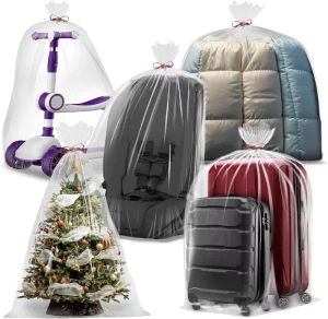 Extra Large Clear Heavy Duty Side Gusset Plastic Furniture Bags LDPE 2 Mil Storage for Car Seats Suitcases Strollers 40” X 58”