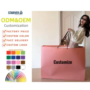 Extra Large Customizable Pink Paper Gift Bag Eco Friendly Reusable Giant Paper Tote for Brand Promotion