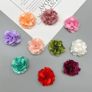 Fabric Flower Colorful Multi layer Rose Clothing Accessories DIY Craft Wedding Decoration Ribbon Flowers
