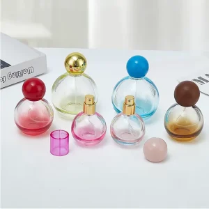 Factory 30ml 50ml 100ml Colored Bayonet Spherical Glass Perfume Bottle Portable Press-type Spray Bottles with Ball Lid