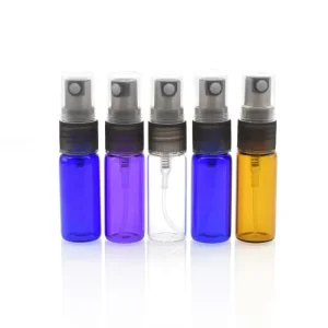 Factory 5ml Colored Glass Spray Bottles with Spray Caps Cosmetic Packaging for Perfume Toner Skincare Products