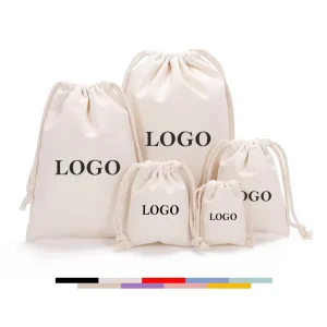 Factory Blank Dust Bag with Logo Printing Travel Portable Cotton Drawstring Bags Reusable Storage Bags