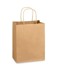 Factory Brown Kraft Paper Bags with Handles for Cosmetic Packaging and Small Gift Packaging
